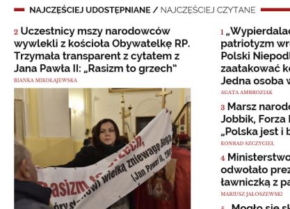 Frau aus Kirche in Polen geworfen wegen "Rassismus ist eine Sünde"-Banner