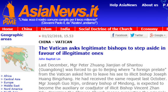 China: Opfert der Vatikan katholische Bischöfe der kommunistischen Regierung?